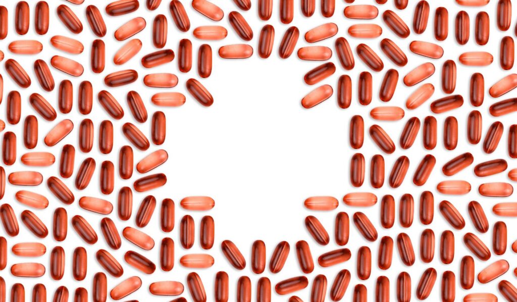 Oranje voedingssupplementen in capsules